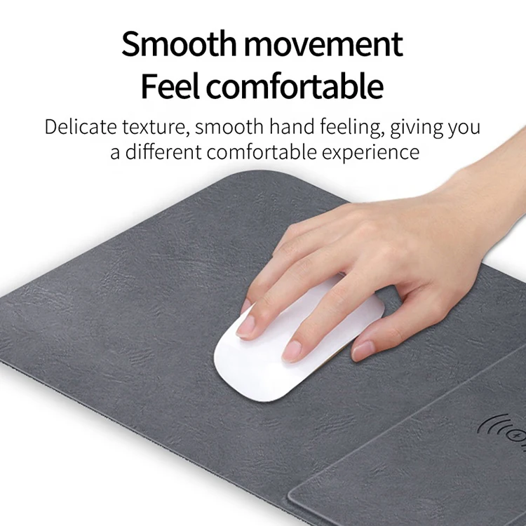 2 In 1 New Product 15w 10w 7.5w 5w 2 In 1 Fast Charging Gaming Pu Foldable Mouse Pad Wireless Charger For HUAWEI IPhone SUMSUNG