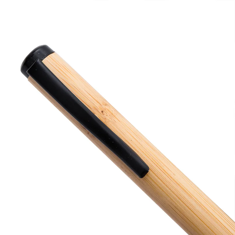 New arrival rubber grip nature bamboo ball pen black clip bamboo pen with custom logo