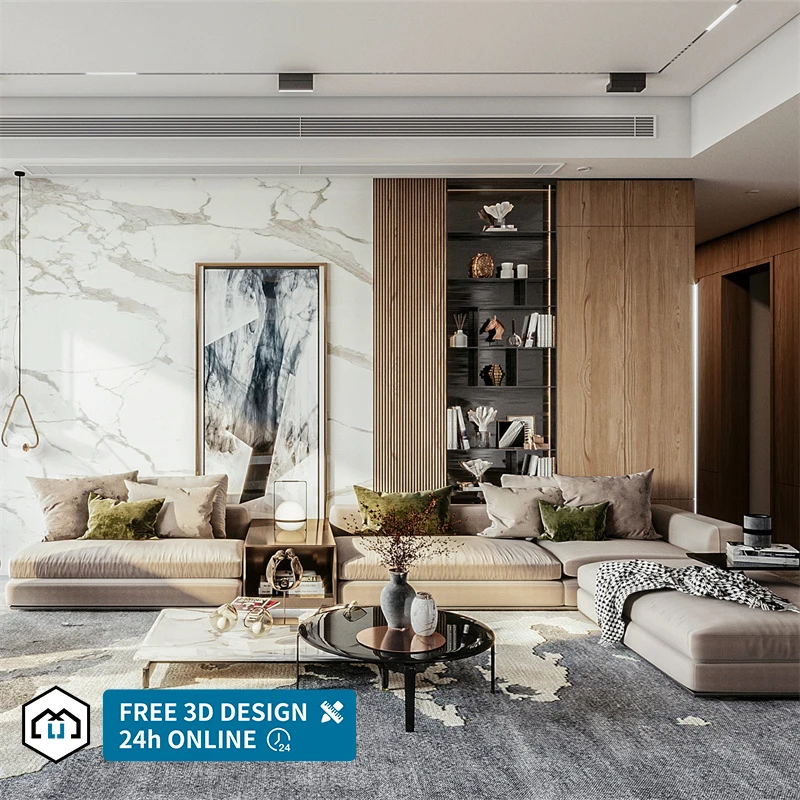 Комплексное решение, архитектурные планы, роскошная вилла, домашний декор, 3D рендеринг, современный дизайн интерьера