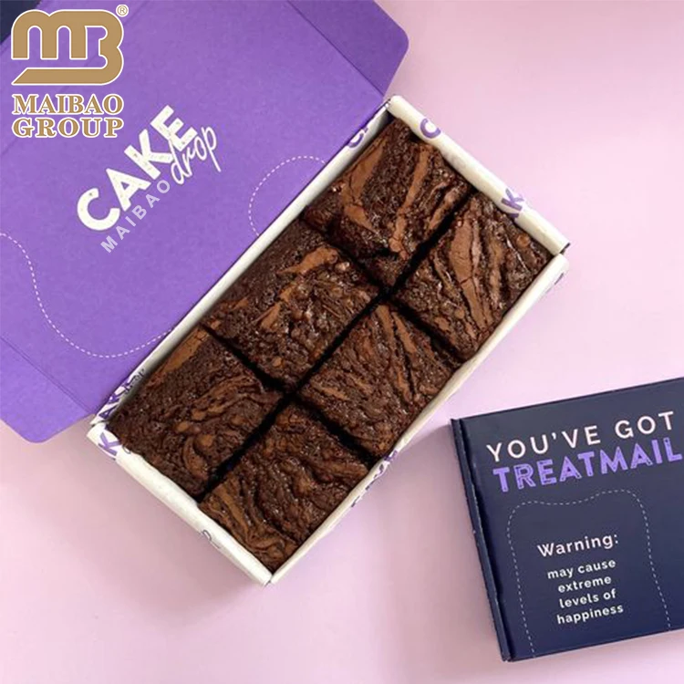 Custom Designs Chocolate Brownies Packaging Box Wholesale Food Grade Folding Donut Bakery Paper Box Cake Dessert Box For Pastry