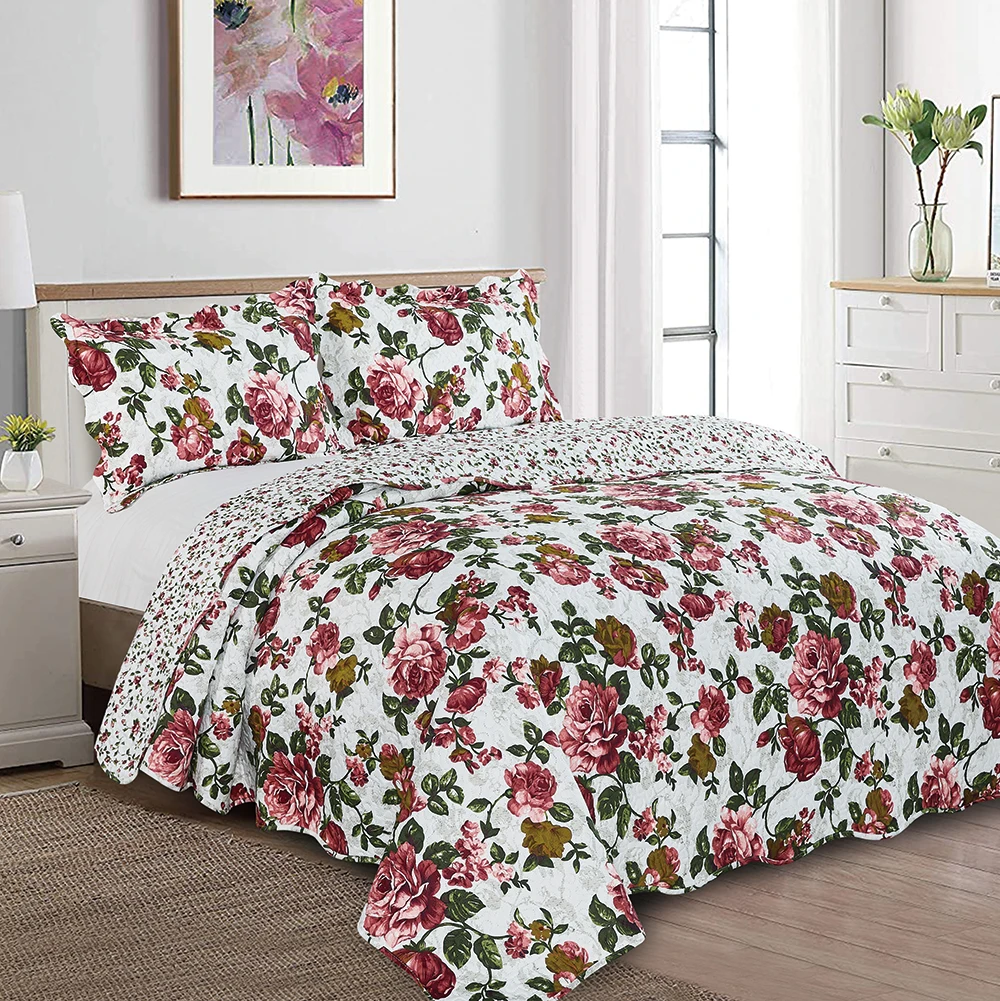 Home textiles vintage floral bedspreads set luxury printed customize coverlets quilt