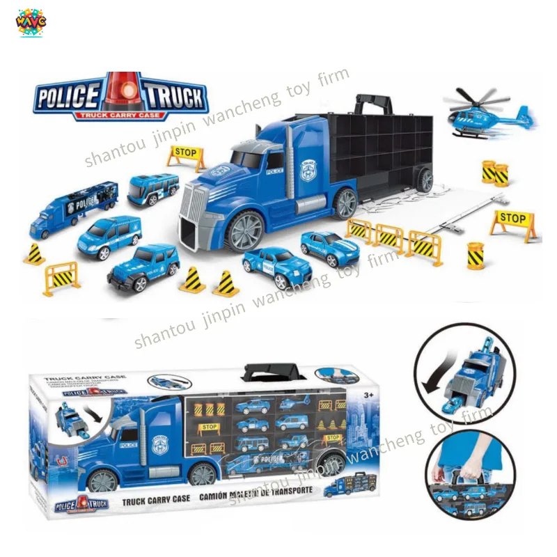 Hot Sell Kid Pretend Play Police Station Set Army Vehicle Mini Battle Set Die Casting Toys Car Carrier Truck Toy