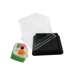 PET Golden Mini Cupcake Boxes Small Disposable Clear Blister Cake Box with Lid Custom Plastic Food Rosin Rectangle Stamping