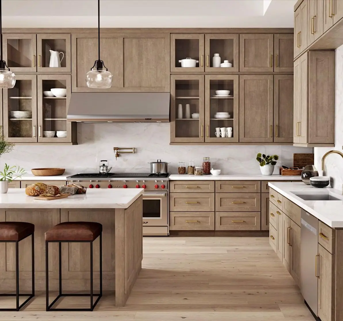 Vermonhouzz современный дизайн домашний черный деревянный шпон кухонный шкаф и мебель легкий роскошный кухня с островом