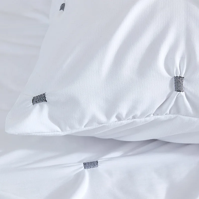 Manufacturer Customize White High Quality Solid Pinch Pleat Microfiber Sheet Pillowcase & Duvet Cover Sets