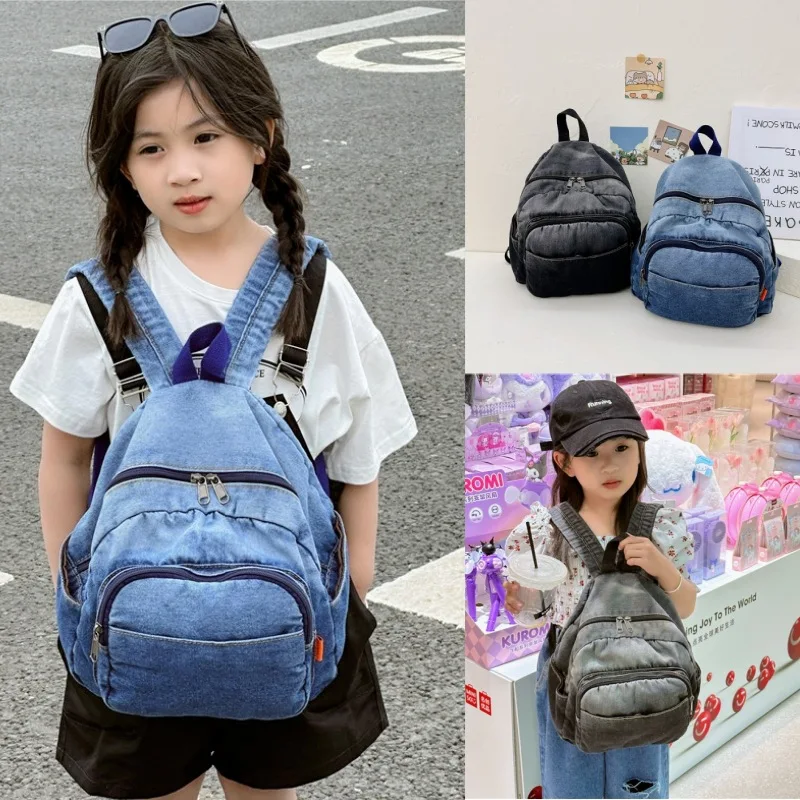 BEYOND manufactures unisex washed denim canvas school bags kids backpack for kids teenager boys