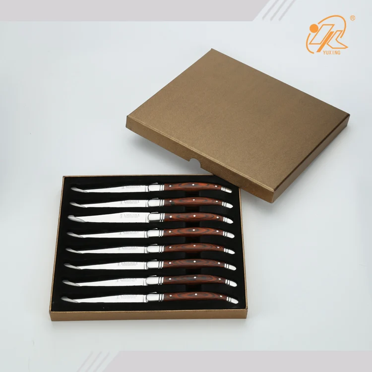 Hot sale france laguiole pakka wooden handle stainless steel steak knife set cutlery set flatware for dinner kitchen