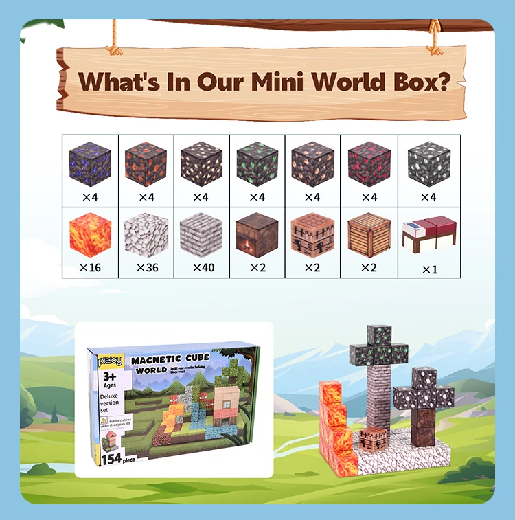 Magnetic Blocks-Build Mine   Edition Best gifts  for Boys & Girls Age 3-4 4-5 6-8