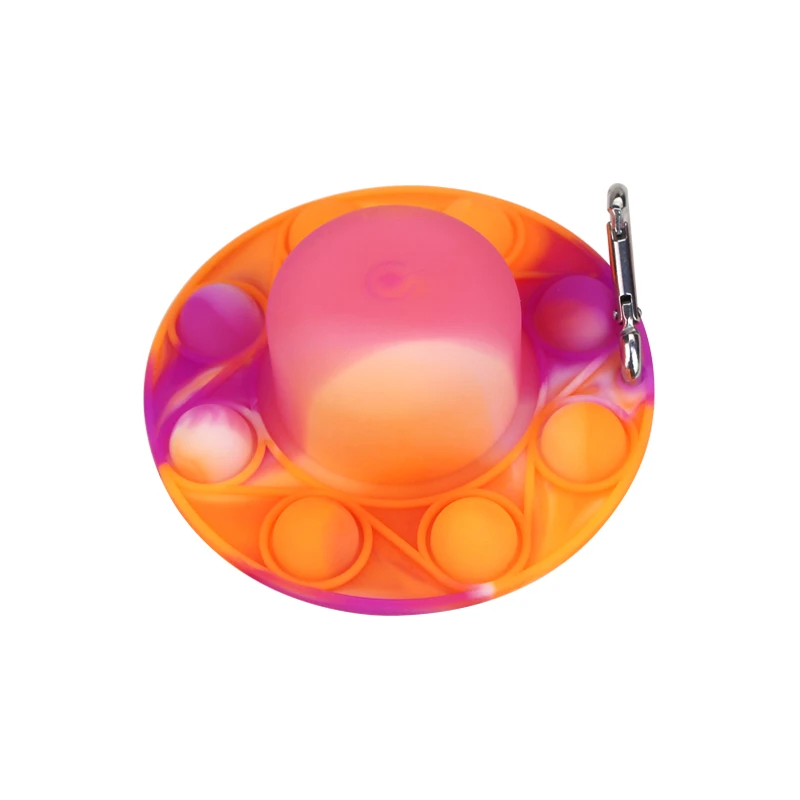 
Amazon Hot Selling Factory Design Silicone Hat Pop Buble Sensory Fidget Lighting Hat Toy with Keychain 