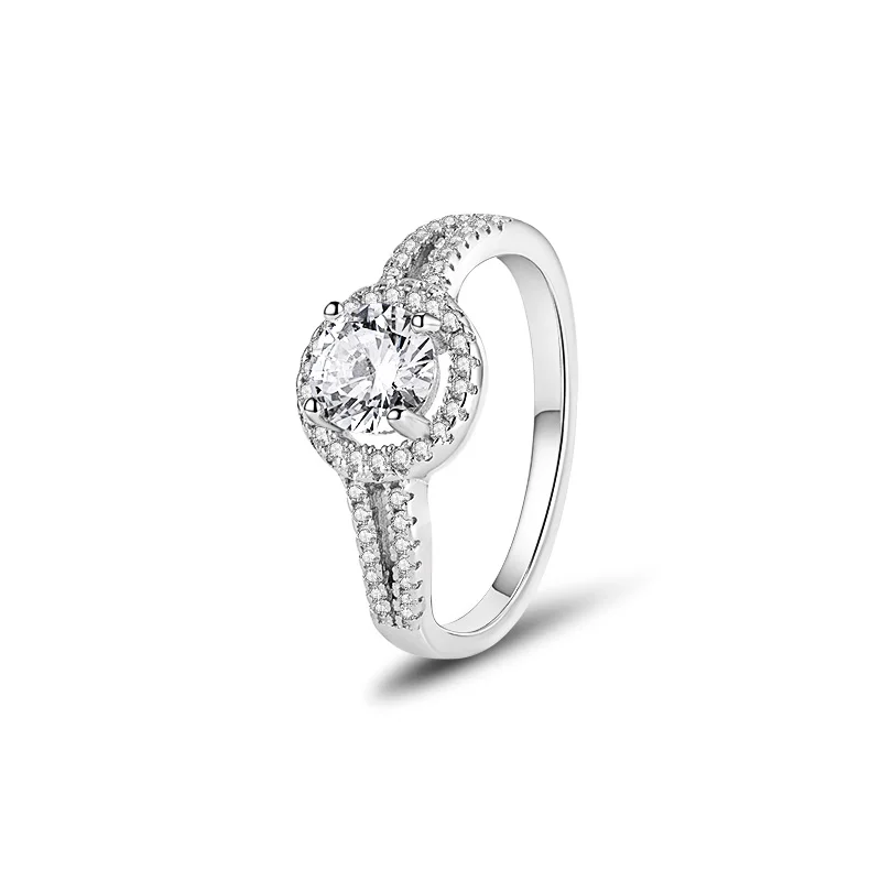 925 silver new design creative white zircon halo ring for women