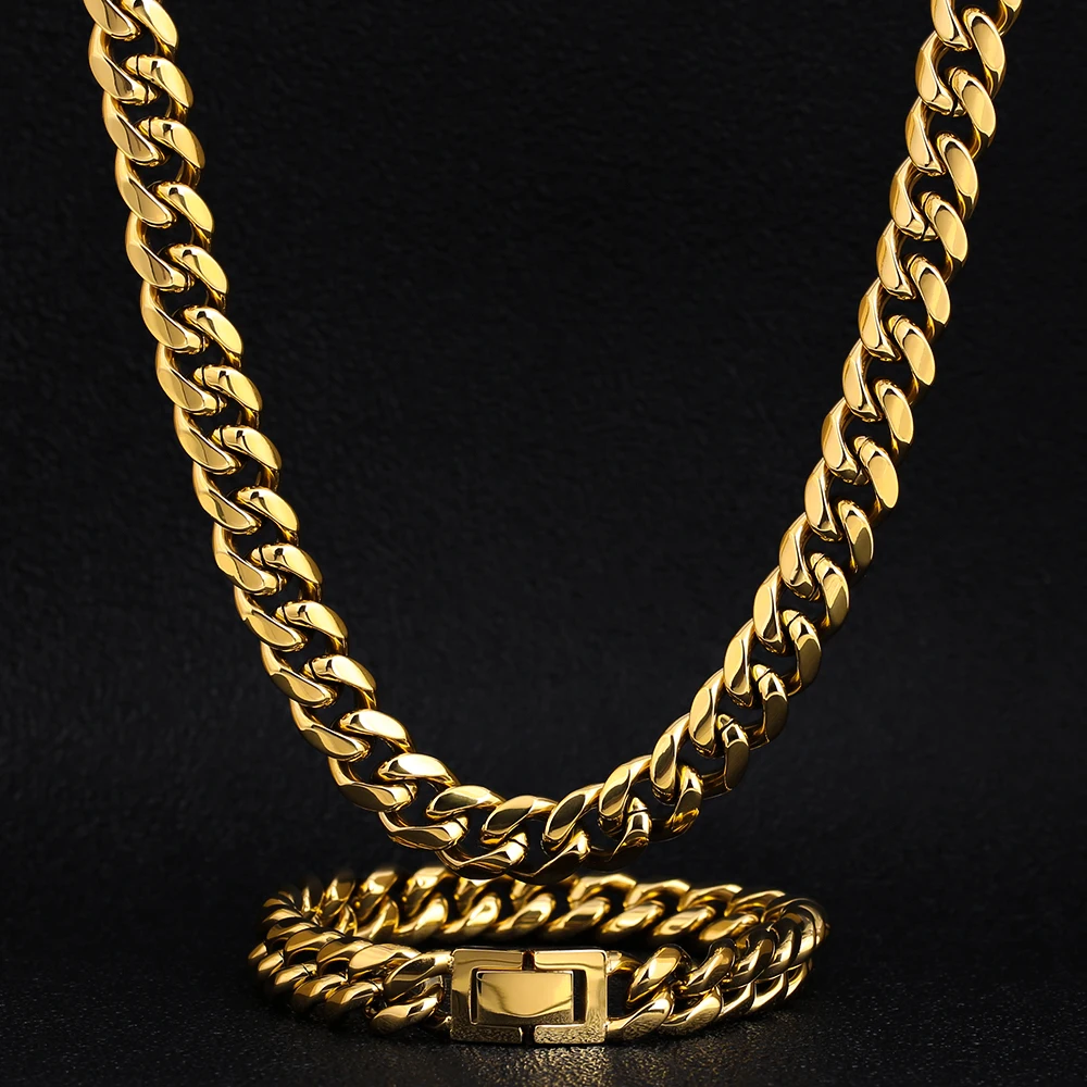 KRKC&CO 10mm stainless steel jewelry miami cuban link chain for men