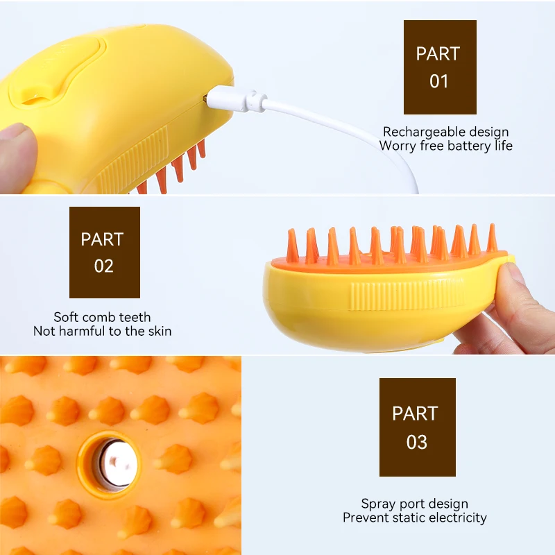 2024 2024 Dog banana shape  Pet Spray Massage Steamy Grooming Comb Usb One-touch Pet Cat Steam Brush
