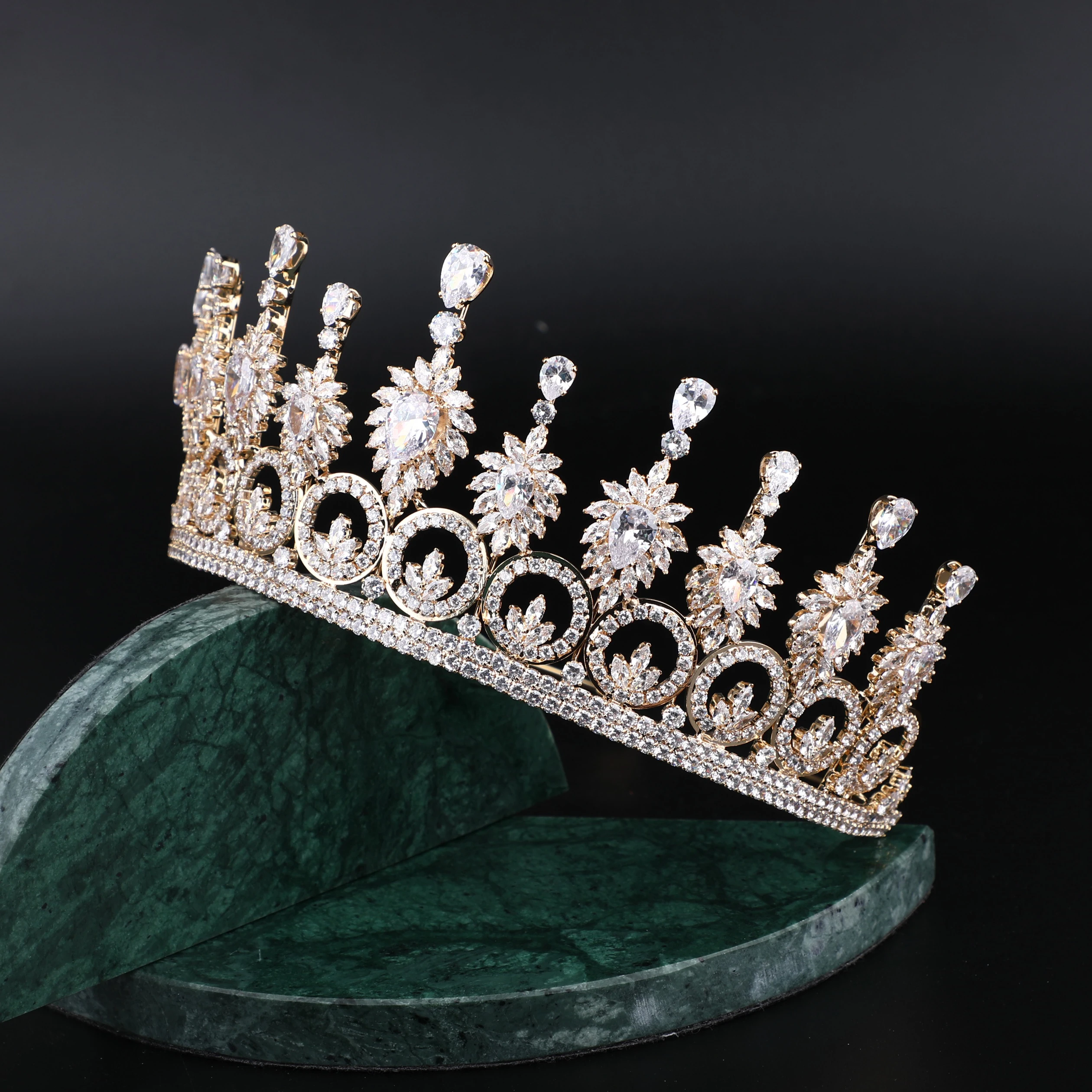 Platinum Plated/ 24K Gold Plated Tiara Wedding Hair Accessories Bridal Crown Tiaras High Quality Women Bride Queen Hair Jewelry