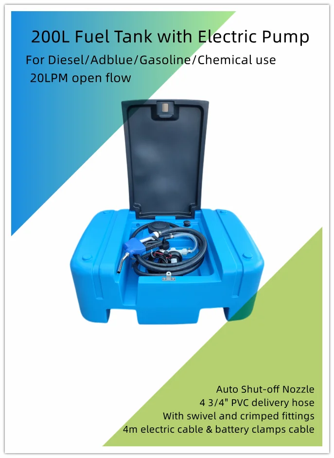 200L Fuel Caddy Tank Fuel Gasoline Diesel Transfer Storage Tank Gasoline Petrol Fluid Diesel With Pump Petrol Tanks Oil Barrel