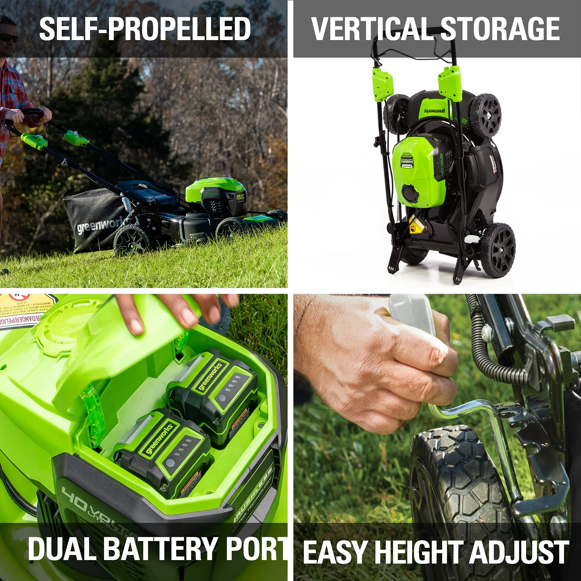 Greenworks 40V 21 Inch Cordless Brushless Self-Propelled Lawn Mower with 5.0Ah Battery and Charger