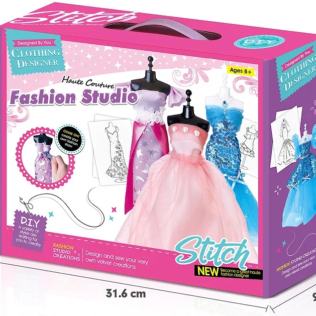 Creativity DIY Arts & Crafts Handmade Kids Fashion Designer Kits For Girls Sewing Kit Birthday Gift Idea Wedding Dress