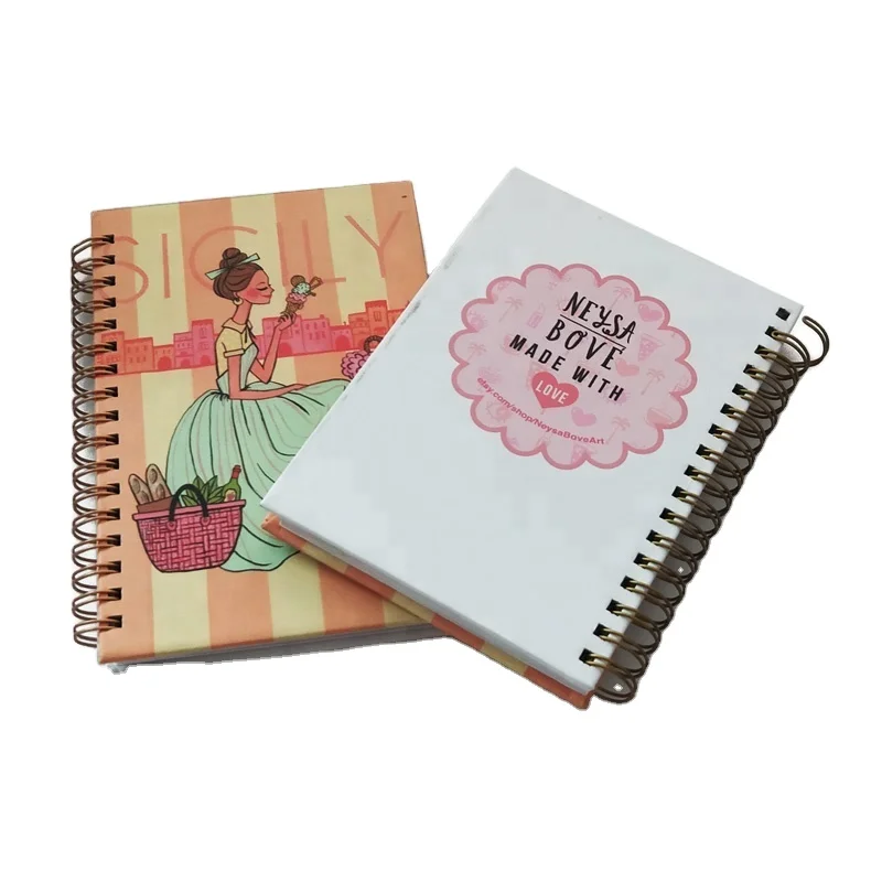 free samples Custom Logo Different Size Pink Hard Cover Spiral Weekly Manifestation Goal Journal Planner for students