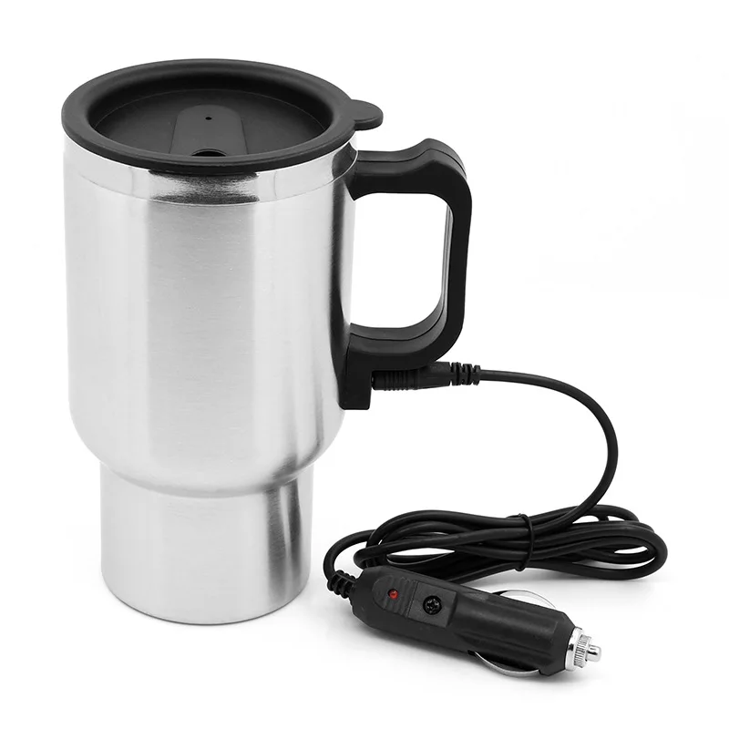 Water Cup Kettle Coffee Heated Mug Insulated Electric Heater Mug Car Vehicle Heating Stainless Steel Vintage Travel 12V 12 Volt