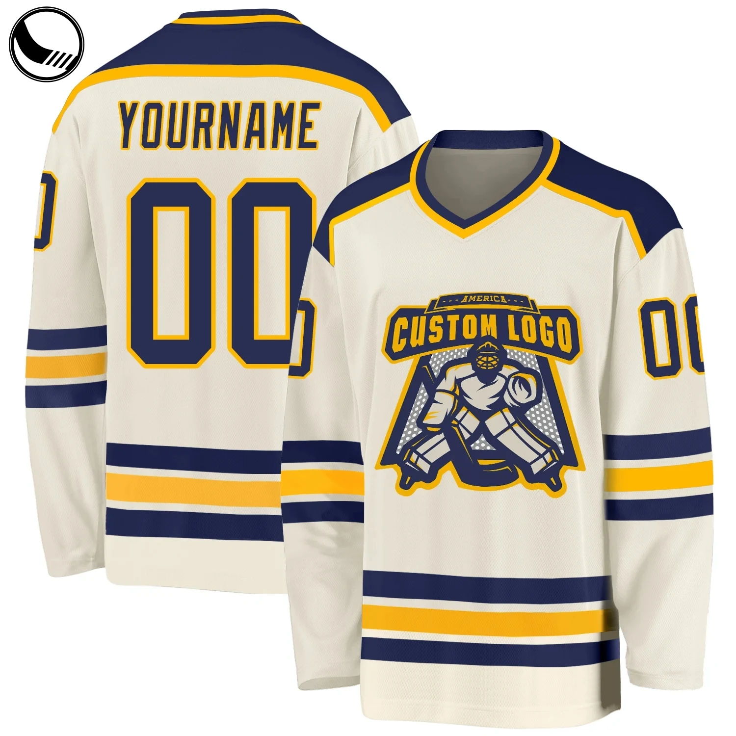 Custom Devils Cheap Mini Blue Long Sleeve Hoodie Blank Mesh Breathable Embroidery Hood Vintage Field Uniform Hockey Jersey