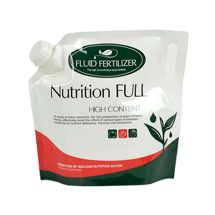 PET plastic stand up bag corrosion resistant packaging chemical fertilizers spout pouch