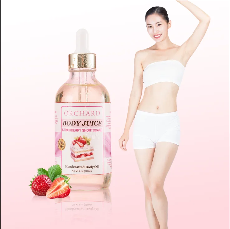 Wholesale Pure Natural Skin Brightening Deep Moisturizing Handcrafted Strawberry Shortcake BodyJuice Oil