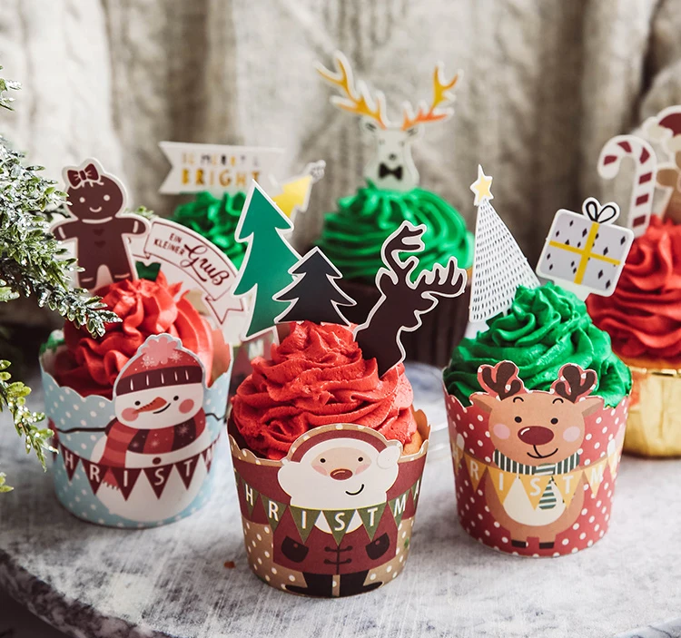 Christmas Baking Set Customized Printing Spatula Disposable Paper Cup Cupcake Mould