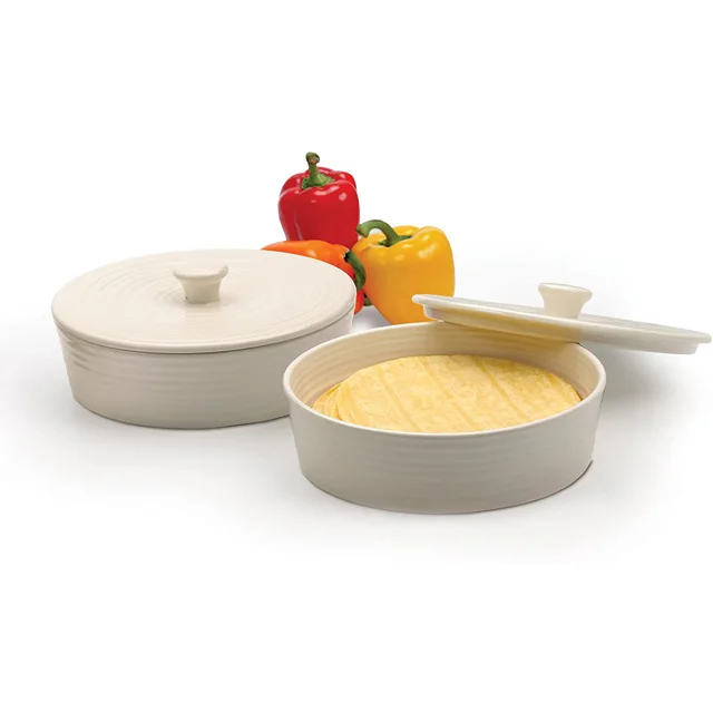 2020 new design home storage jar white 8 inch ceramic stoneware tortilla warmer & server