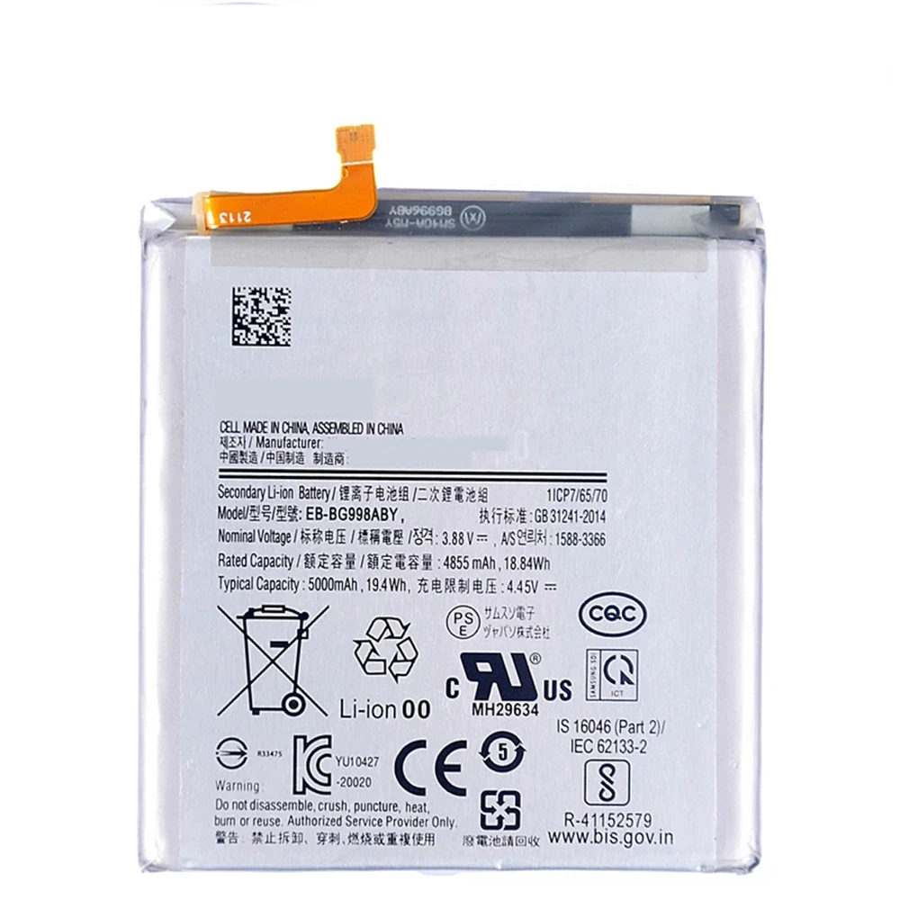 100% Original EB-BG998ABY Battery for Samsung Galaxy S21 Ultra G998 5G Replacement Mobile Phone Batteries 5000mAh