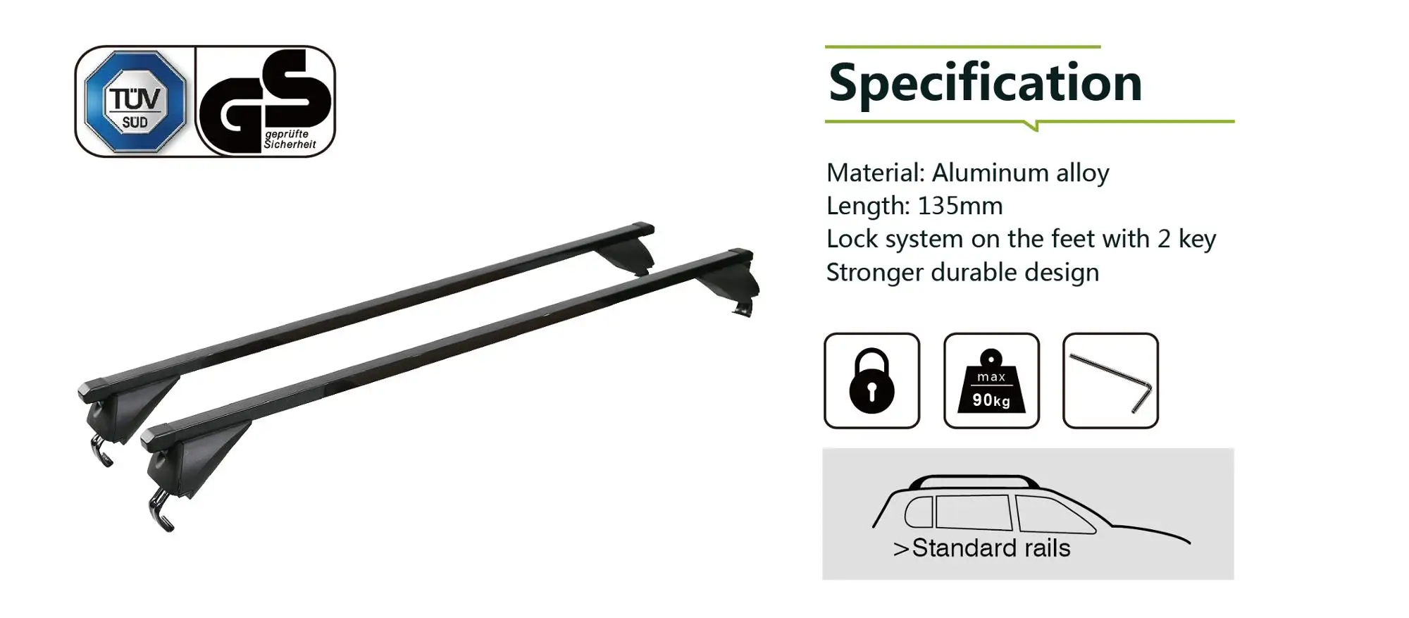 Hot sale universal type roof rack for car roof rack 4x4 across Existing Raised Side Rails with Gap with lock