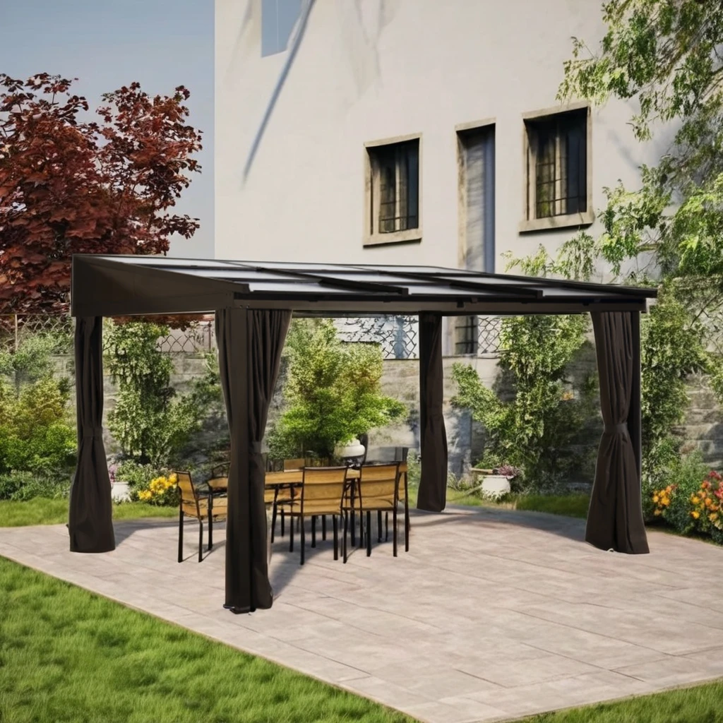 3x4x2.2/2.4M Inclined Plane Aluminum Outdoor PC Roof Gazebo Deluxe Polycarbonate Gazebo for Garden from gazebo supplies