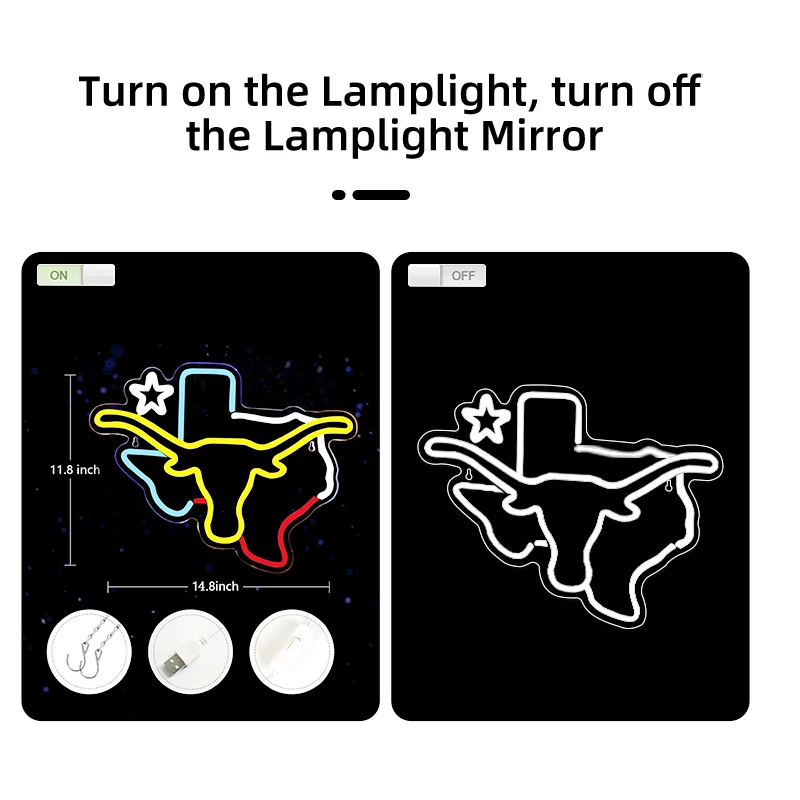 TEXAS  Signboard Customization New Product Neon Light Sign Custom High Quality Acrylic Board Smart Light Led Neon Sign