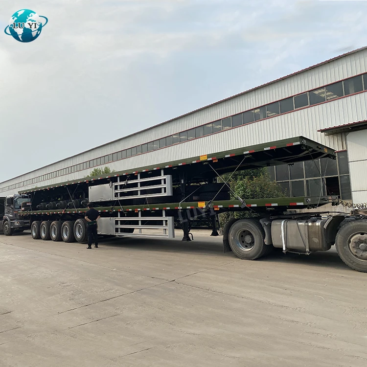 China Manufacturer 5 Axles 80 ton platform trailer with lifting system container flatbed semi trailer for sale