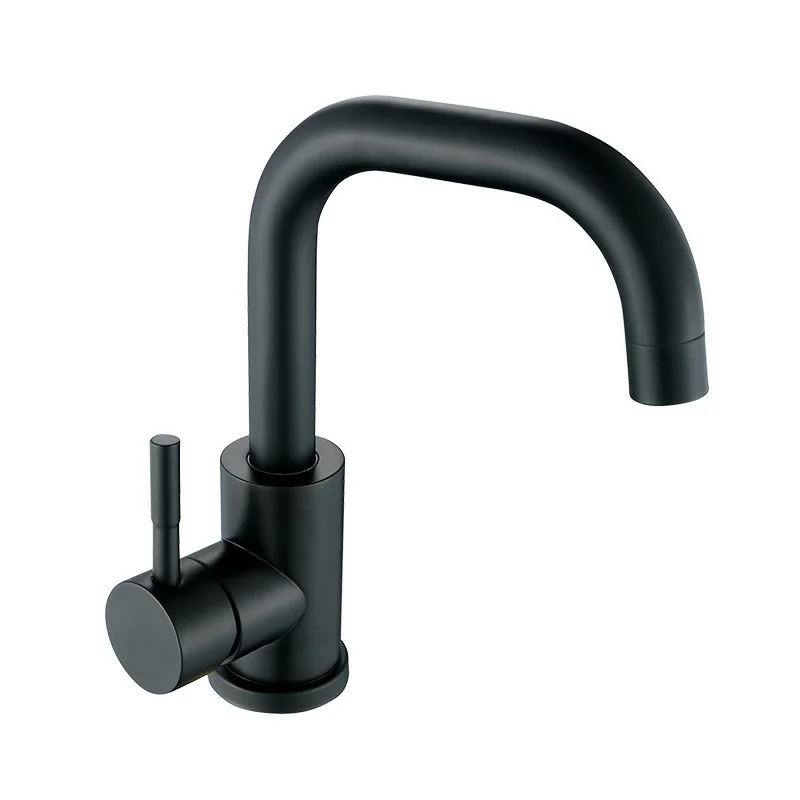 Modern Deck Mount Bathroom Sink Water Tap Matte Black Hot And Cold Wash Hand Stainless Steel Basin Faucet