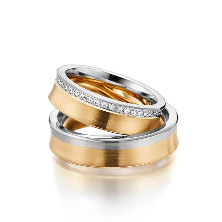 
Italian designs 18k gold plated wedding diamond couple ring 
