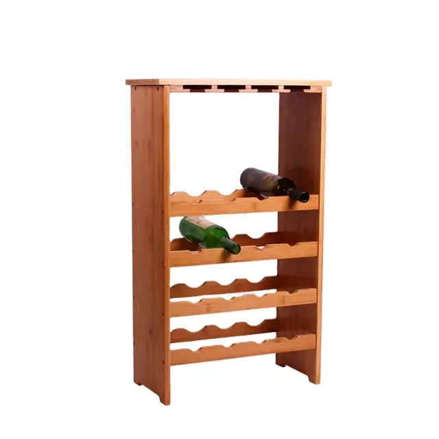 Popular Design Durable Modern Wine Bottle Glass Rack Easy To move Easy To Install Wooden Bamboo Wine Rack