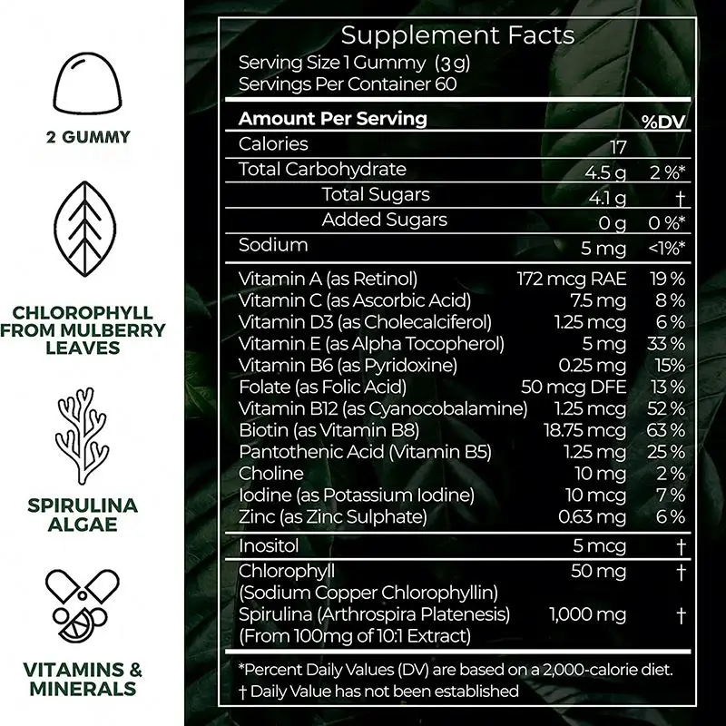 Spirulina Gummy OEM/ODM OEM/ODM Gastrointestinal optimization Spirulina gummies