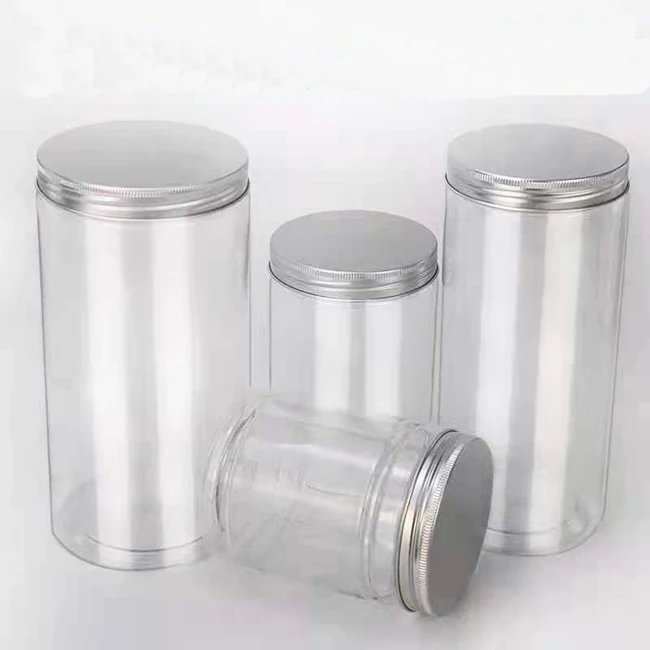 Cookies dried fruit used small MOQ Plastic pet jar food grade with aluminum lid