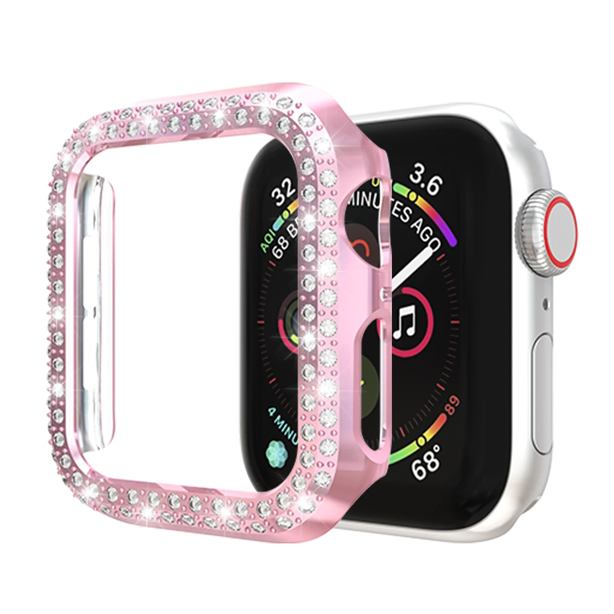  Двухрядный Алмазный чехол для часов apple watch корпус 38/42 мм 40/44 ремешок ПК защитная крышка экрана iWatch Series 6 SE 5 4