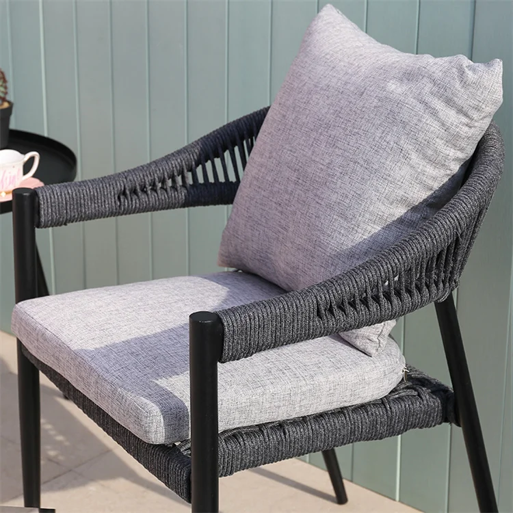 Factory wholesale hot outdoor cafe table rattan garden furniture rope garden chair sets outdoor furniture