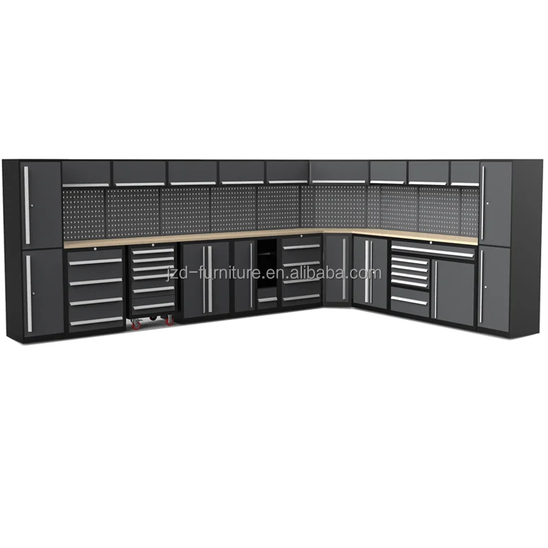 Corner Wall Modular Tool Cabinet System for Mechanic Garages Rolling Tool Box Cart Storage Cabinet Workbench JZD Heavy Duty