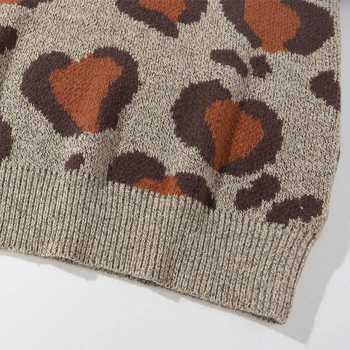 autumn winter plain crewneck sweatshirt custom knit leopard cardigan cotton sweater men