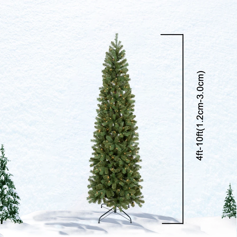 Hot Slim Artificial PE PVC Pencil Christmas Tree With Warm White Lights