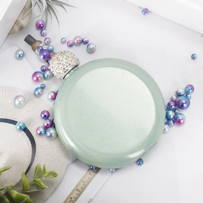 Stocked Wine Hip Flask flasks liquor Traditional Round Shape Mica Colors with Thistle Mount Spirit Flask,  5oz