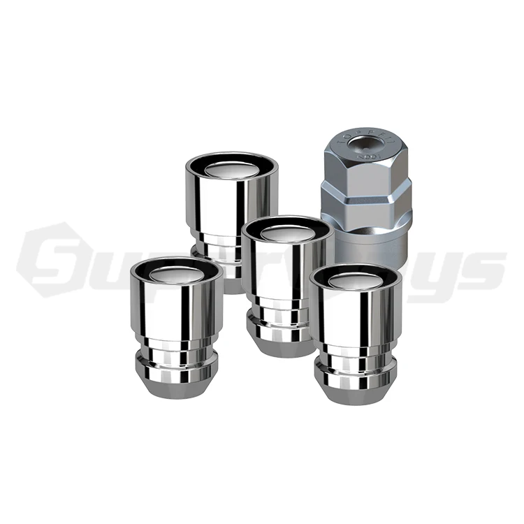 WHEEL NUT LOCK WITH Shrink-Ring SET ,CONE SEAT,L=34mm,CHROME,KEY L=42mm,ZINC,4+1PCS/SET,Blister Packing