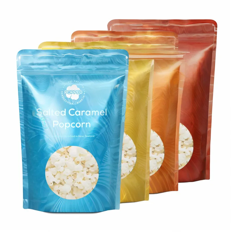 Custom Freeze Dried Snack Food Packaging Supplement Powder Popcorn Stand up Pouch Zipper Biodegradable Plastic Bag
