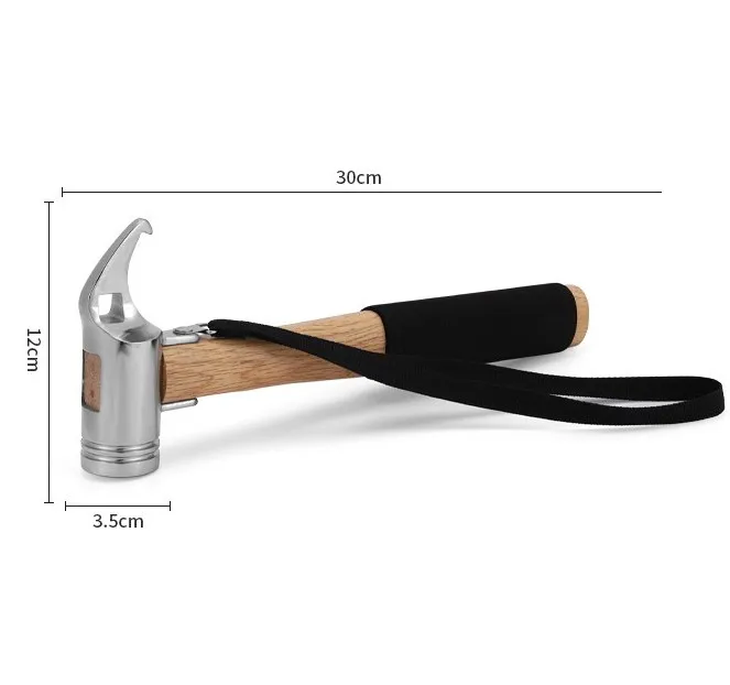 cast steel camping hammer sponge wooden handle multi-functional mallet hammer for tent pegs