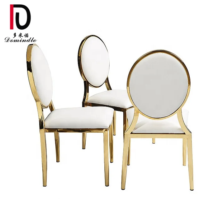 2020 hot sale event used oval back stainless steel gold wedding dining chair