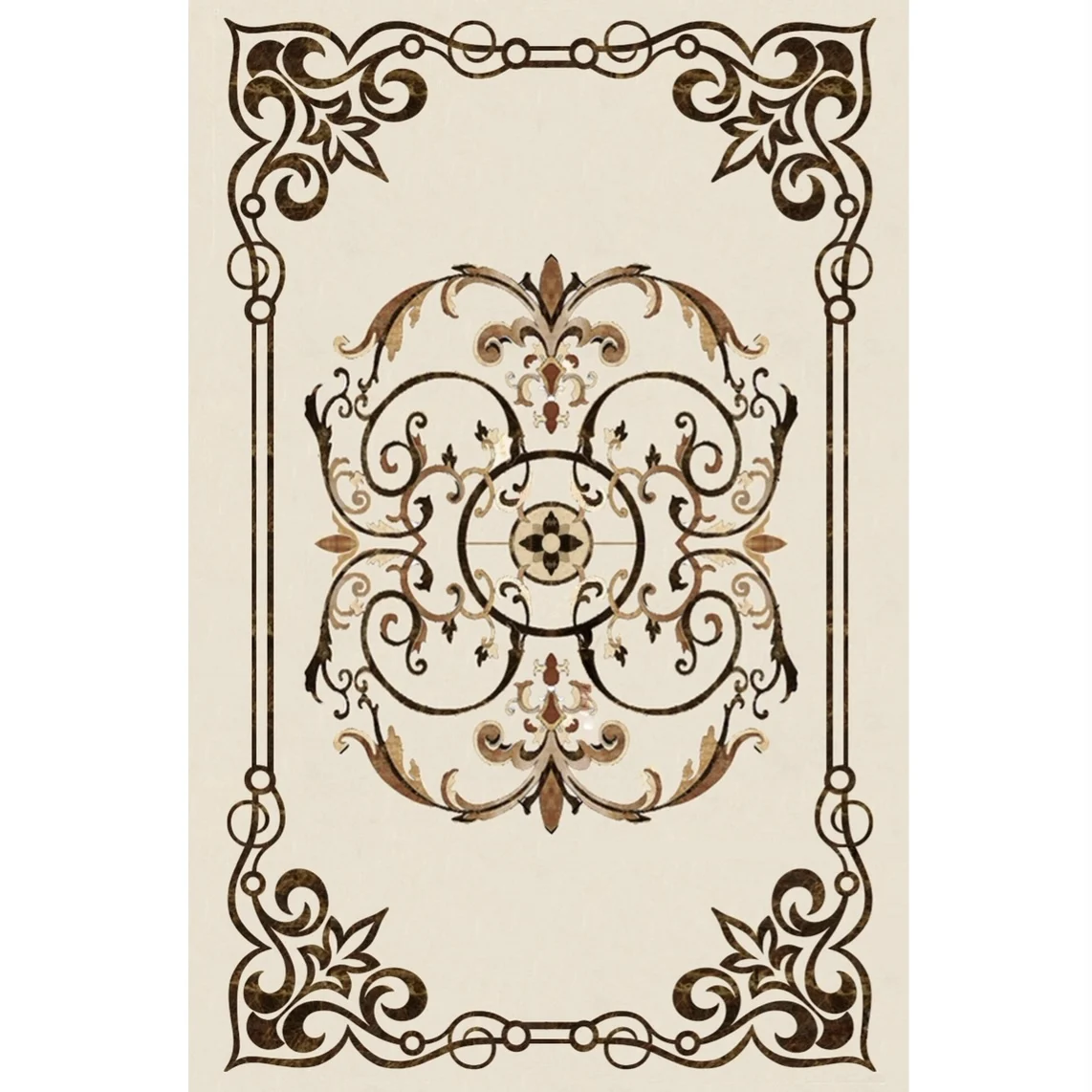 Fashion Lobby Cream Marfil waterjet marble medallions Marble Carpet Flooring Design For Hotel And Project
