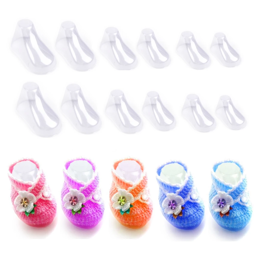Eco-friendly Clear Plastic Baby Feet Display Baby Booties Crochet Shoes Socks Showcase, Toddler Shoe Forms Stand HolderHA01537