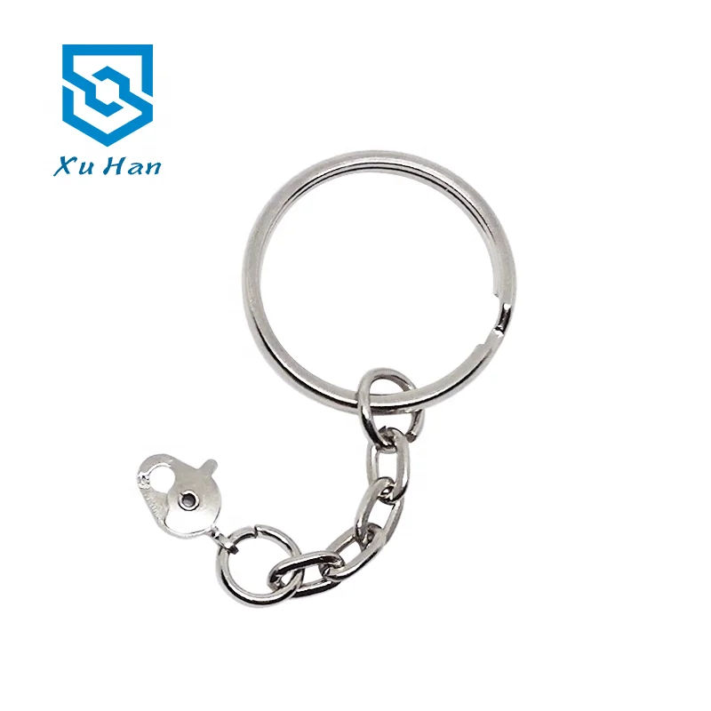 Wholesale metal split ring with chain lobster hook key ring